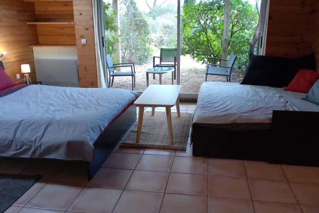 Studio 32m2 - dans propriété avec vue imprenable sur le Lac du Salagou Liausson Exterior foto